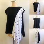 namin1976様オーダー オシャレなモノトーン❤️星柄の変形Tシャツ （サイズフリーL〜L L）  