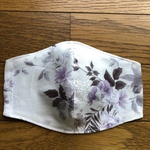 花柄　紫　綿刺繍　コットン　夏マスク