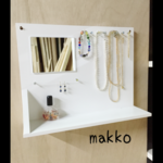 アクセサリー掛け　収納　ミラー付　ホワイト