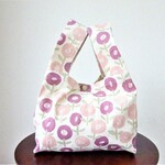 レジ袋型エコバッグ◎スタンプフラワー◎ランチバッグ◎コンビニ袋◎薬局袋◎マチたっぷり15㎝◎