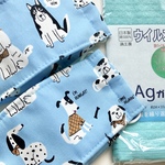 SALE★犬柄青折り上げ立体マスク（裏面Agガーゼ使用、親子セットオプション有）