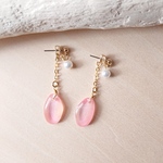 ぷっくり さくら貝 × パール 揺れる ピアス 