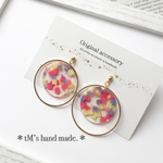 紫陽花クリア( ピンク系 )＊ ゴールドフープ＊イヤリング/ピアス
