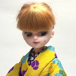 リカちゃん　着物　からし色・花柄