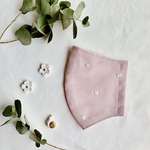 check&stripe コットンリネンレジュールに林檎の刺しゅう マスク