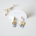 maru #9 革ピアス/イヤリング (color :ミモザとネイビーシルバー)