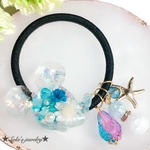天然石♡クラック水晶のキラキラドライフラワーヘアゴム
