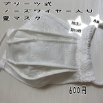 プリーツ式ノーズワイヤー入り夏マスク