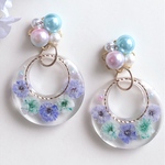 かすみ草のサークルレジンピアス☆レジンアクセサリー