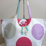 大きな水玉　大きめトートバッグ