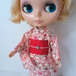 ブライス 浴衣 リカちゃん 浴衣 きなり 麻の葉 赤系