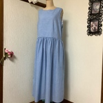 リネン　ストライプ　ロングワンピース💕