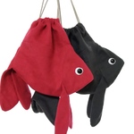 ご注文品　リネンの金魚巾着赤黒セット