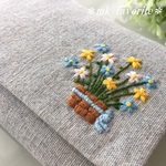 🌼リネンのふた付きポケットティッシュカバー「花かご」