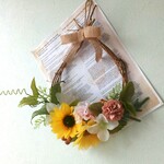 麻リボン🌻ひまわりの雫リース (29cm)父の日　結婚　新築祝い　プレゼント　誕生日　プレゼントにも
