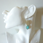 アンティーク エキゾチック サン ターコイズ オーバル ステンレス ピアス