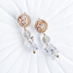 大粒クリアフラワーピアス