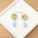 【再販】まぁるにチェコビーズゆらゆらイヤリング かピアス（通常サイズ）