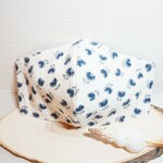 リバーシブル夏マスク！大人用  花柄ネイビー