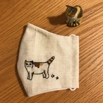 三毛猫手刺繍マスク④