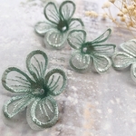 6枚【ef-22-3】刺繍 　フラワー パーツ 　花  オーガンジー　ミント
