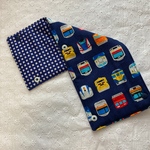 水筒肩紐カバー＊電車×チェック 紺色