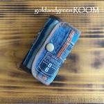 sale♥４連キーケース　レオパード柄　デニムリメイク　390