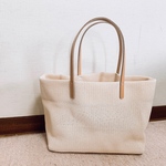 メッシュ×本革　生成りトートバッグ　Ｓ