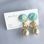 glas asymmetry Tiffany blue Earrings