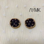 ビーズ刺繍 カボション　偏光カラー青系