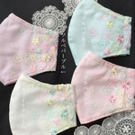 ( 軽量　) マスク　♡ 小花　花柄　桜　レース　♡ ホワイト　♡ 夏マスク　♡ 大人用　マスク　♡ 涼しい♡ さくら　サクラ　ひんやり