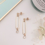 ロングスクエア＆スワロフスキー　ピアス＊イヤリング