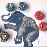 【3ペア6コセット】JIRI＊IVANA#czech beads#チェコビーズ　vintage style18㎜ black/red/marine blue/bronze