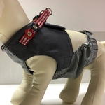 犬用 エプロン取り外し可能ハーネス　撥水加工チェック×ストレッチデニム　