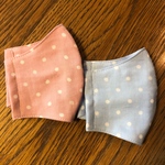 2枚セット　立体マスク　女の子　ピンク＆ブルー　ドット　水玉　ダブルガーゼ　ジュニア用