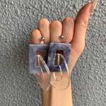 new color💕ダークブルー✖️クリア大ぶりピアス