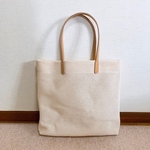 メッシュ×本革　生成り縦型トートバッグ　Ｌ