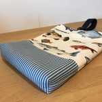【受注制作】入園・入学セット＊魚図鑑×ヒッコリー＊ポケット付レッスンバッグ 上履き入れ