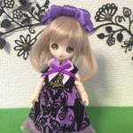 オビツ11手作りハロウィンワンピース(パープル)