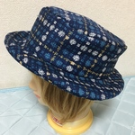 1点もの！カンカンハット　ネイビー模様