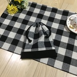 【再11】送料込40 ×60❤️ブラック小学校机サイズランチョンマットシンプルブラックサイコロチエック