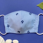 【こども夏マスク】サラッと快適 刺繍コットンマスク(マリン柄)