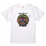 忍者プードルの志ちゃんＴシャツ（白）【イラスト：むささびっっ／紺装束】Ninja Coco