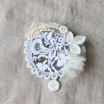 フランス アンティーク 手刺繍レース*ブローチ*コサージュ