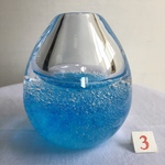  吹きガラス　スカイブルー　卵型　泡入り　花びん（大） 3