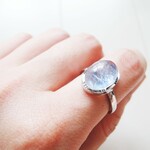 【フリーサイズ・A】Silver925　デュモルチェライトインクォーツ　オーバルカボション　リング（指輪