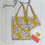 (Ｓ)北欧風バードツリーのペアバッグ★Ｂ５★ぺたんこバッグと＆ミニミニバッグ