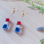 トリコロール レジン フラワー ピアス イヤリング♪