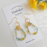 クリアフラワードロップ×キラキラリングの上品春夏ピアス/イヤリング🌼（春・夏・クリア・ミモザ・涼しげ・揺れる ゆらゆら・大人可愛い）
