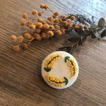 ミモザ⌘刺繍⌘ヘアゴム ブローチ